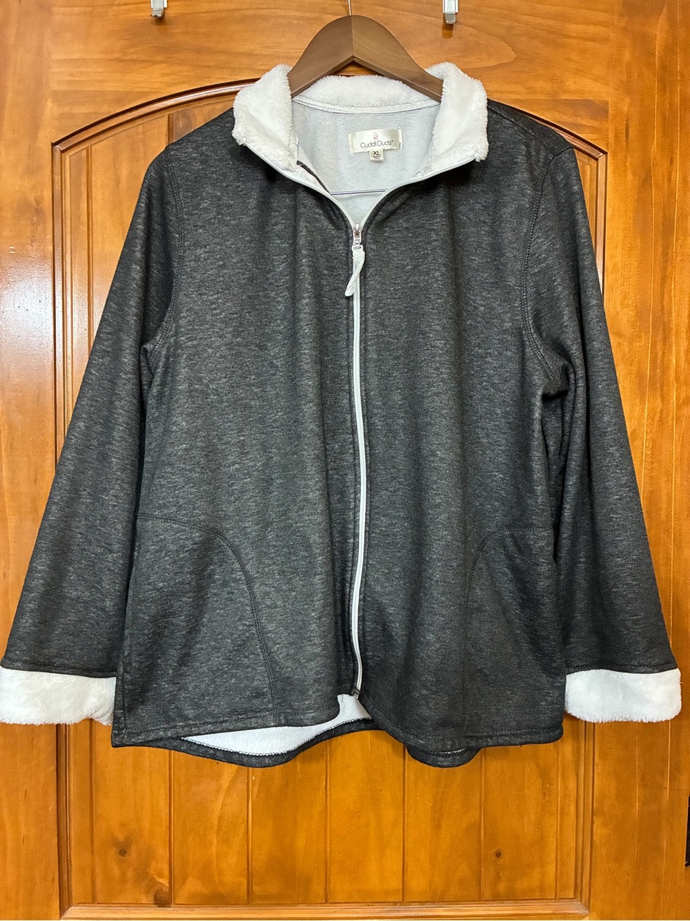 Cuddl Duds Charcoal Gray Fleece-Lined Full-Zip Jacket XL